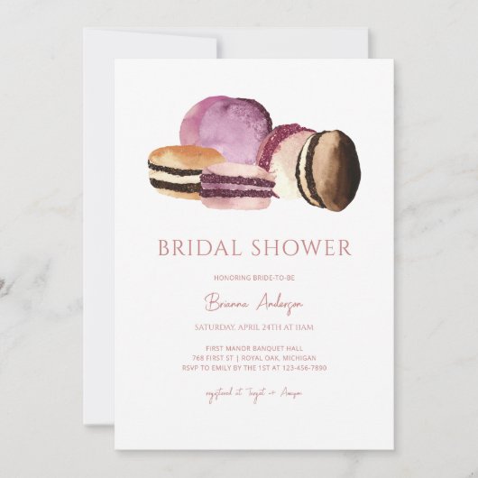 Sweet Bridal Dusche Einladung mit Macarons (Vorderseite)