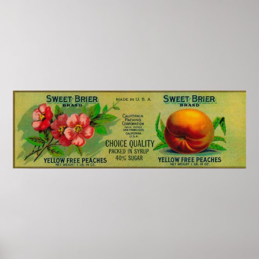 Sweet Brier Peach Label Poster (Vorne)