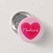 Sweet Bright Pink Heart Personalisiert Button (Vorne & Hinten)
