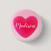Sweet Bright Pink Heart Personalisiert Button (Vorderseite)