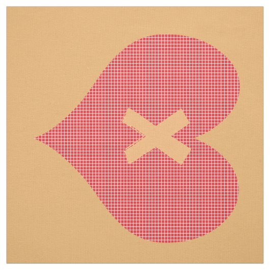 Sweet Bright Red Mit Monogramm Heart Pattern Stoff (Muster)