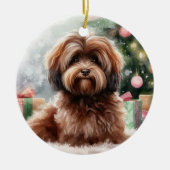 Sweet Brown Havanese Dog Christmas Keramik Ornament (Vorne)