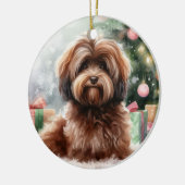 Sweet Brown Havanese Dog Christmas Keramik Ornament (Links)