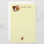 Sweet Brown Teddy Bear mit Bouquet, Briefpapier (Vorne/Hinten)