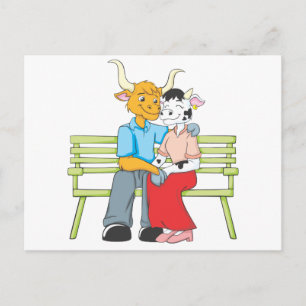 Sweet Bull and Kuh Lovers Postkarte