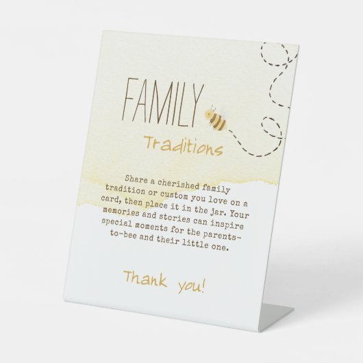 Sweet Bumble Bee Baby Dusche Familientraditionen Sockelschild (Vorderseite)