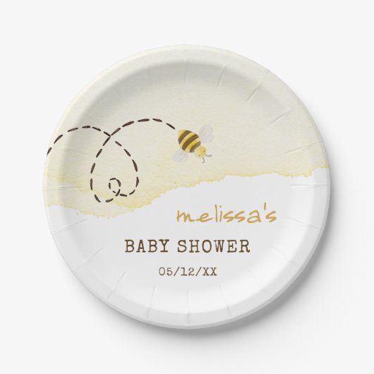 Sweet Bumble Bee Baby Dusche Pappteller (Vorderseite)