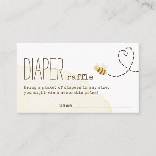 Sweet Bumble Bee Baby Dusche Windeln Raffel Begleitkarte (Vorderseite)