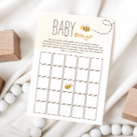 Sweet Bumble Bee Baby Shower Baby Bingo Game Card