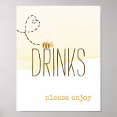 Sweet Bumble Bee Baby Shower Drinks Unterschreiben Poster (Vorne)