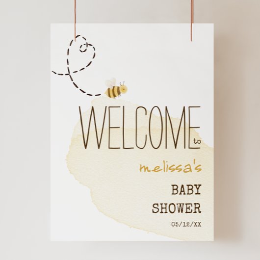 Sweet Bumble Bee Begrüßungszeichen Baby Dusche Poster