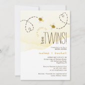 Sweet Bumble Bee Twins Baby Dusche Einladung (Vorderseite)