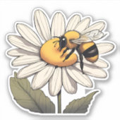 Sweet Bumblebee auf Daisy Waterproof Aufkleber (Vorderseite)