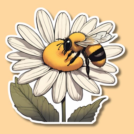 Sweet Bumblebee auf Daisy Waterproof Aufkleber
