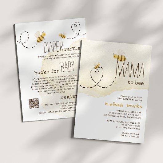 Sweet Bumblebee Mama wird in einer Babydusche Einladung