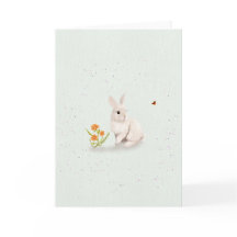 Sweet Bunny and Butterfly 5x7 Greeting Card 