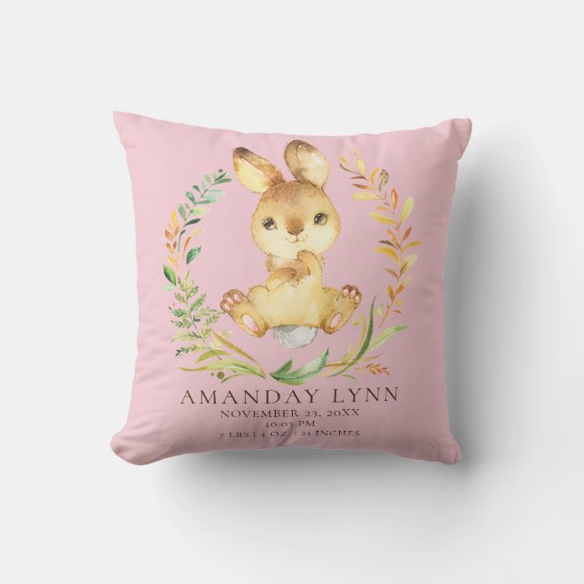 Sweet Bunny Baby Birth Stats Pillow Kissen (Vorderseite)