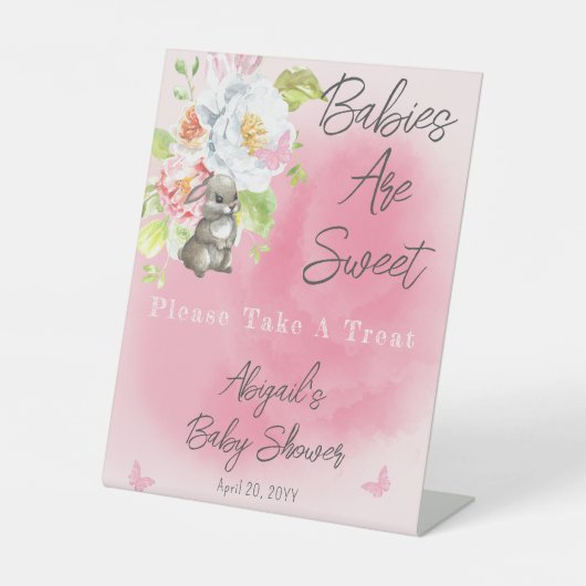 Sweet Bunny Baby Dusche Babys sind süße Leckereien Sockelschild (Vorderseite)
