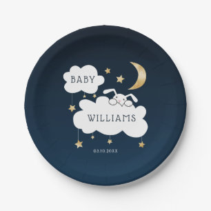 Sweet Bunny Baby Dusche Navy Blue Gold Pappteller