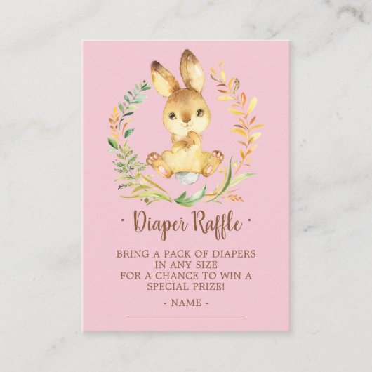 Sweet Bunny Baby Showdusche Windeln Raffle Ticket Begleitkarte (Vorderseite)