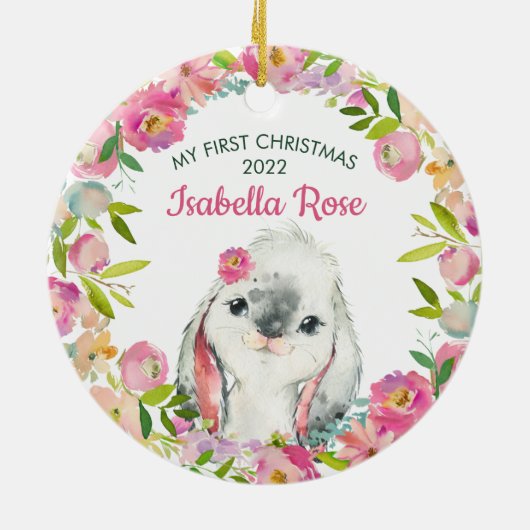 Sweet Bunny Baby's First Christmas Ornament (Hinten)