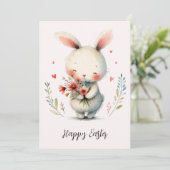 Sweet Bunny & Blooms – Easter Joy Karte (Stehend Vorderseite)