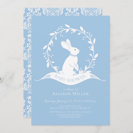 Sweet Bunny Boys Kinderdusche Einladung (Vorne/Hinten)