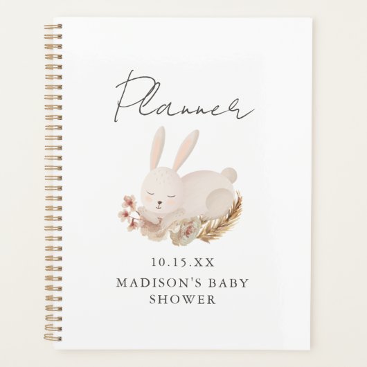 Sweet Bunny Calligraphy Baby Shower Planer (Vorderseite)