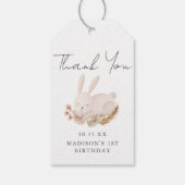 Sweet Bunny Calligraphy First Birthday Vielen Dank Geschenkanhänger (Rückseite)