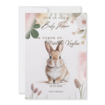 Sweet Bunny Floral Baby Shower Invitation Editable