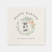 Sweet Bunny Floral Wreath Happy Oaster Serviette (Vorderseite)