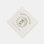 Sweet Bunny Floral Wreath Happy Oaster Serviette (Ecke)