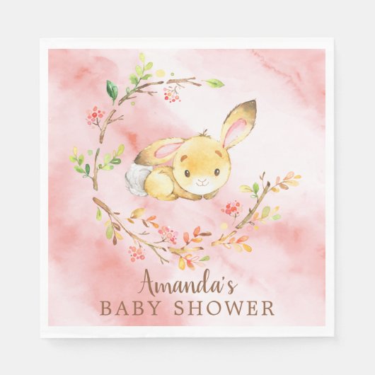Sweet Bunny Girls Babydusche Papier Napkins Serviette (Vorderseite)