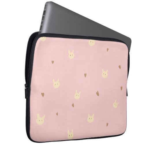 Sweet Bunny & Hearts Seamless Pattern – Cute Pink Laptopschutzhülle (Vorne Rechts)