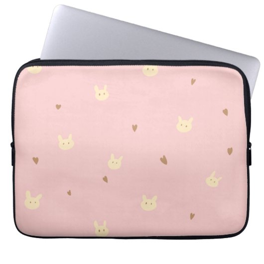 Sweet Bunny & Hearts Seamless Pattern – Cute Pink Laptopschutzhülle (Vorderseite)