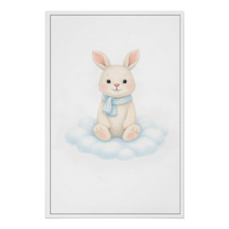 Sweet Bunny Illustration – Premium Nursery Wall Ar Poster