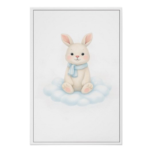 Sweet Bunny Illustration – Premium Nursery Wall Ar Poster (Vorderseite)