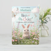 Sweet Bunny Meadow Birthday Einladung - Whimsical (Stehend Vorderseite)