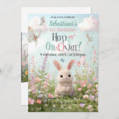 Sweet Bunny Meadow Birthday Einladung - Whimsical (Vorne/Hinten)