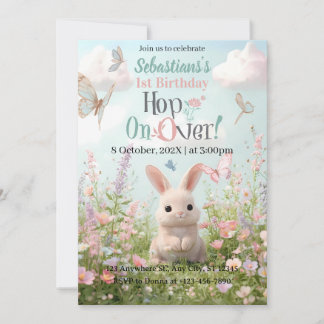 Sweet Bunny Meadow Birthday Einladung - Whimsical