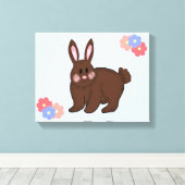 Sweet Bunny mit Blume Leinwanddruck (Insitu (Holzboden))