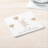 Sweet Bunny mit Heart Balloon Baby Dusche Rechteckiger Pappuntersetzer (angewinkelt)