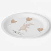 Sweet Bunny mit Heart Balloon Erster Geburtstag Pappteller (Schrägansicht)