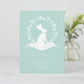 Sweet Bunny Neutral Baby Shower Einladung (Stehend Vorderseite)