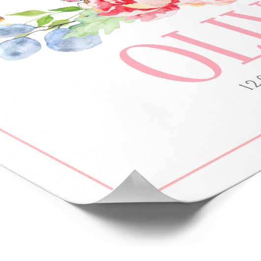 Sweet Bunny Rabbit | Custom New Baby Birth Print Poster (Ecke)