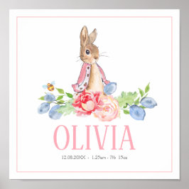 Sweet Bunny Rabbit | Custom New Baby Birth Print Poster