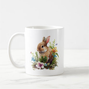 Sweet Bunny Rabbit in einem Feld von Blume Kaffeetasse