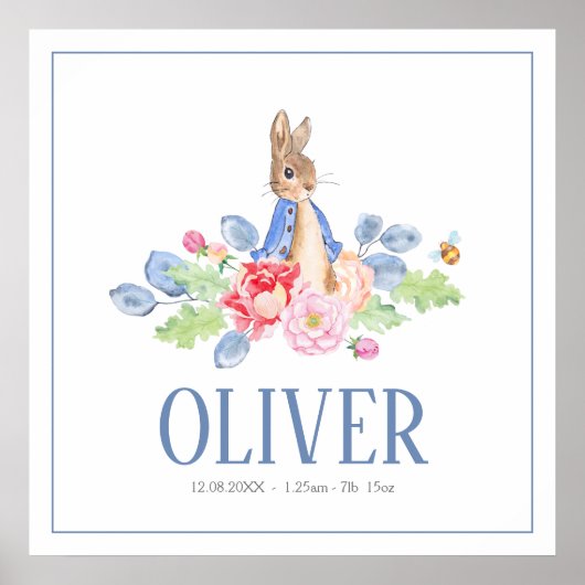 Sweet Bunny Rabbit | Individuelle Name New Baby Bi Poster (Vorne)