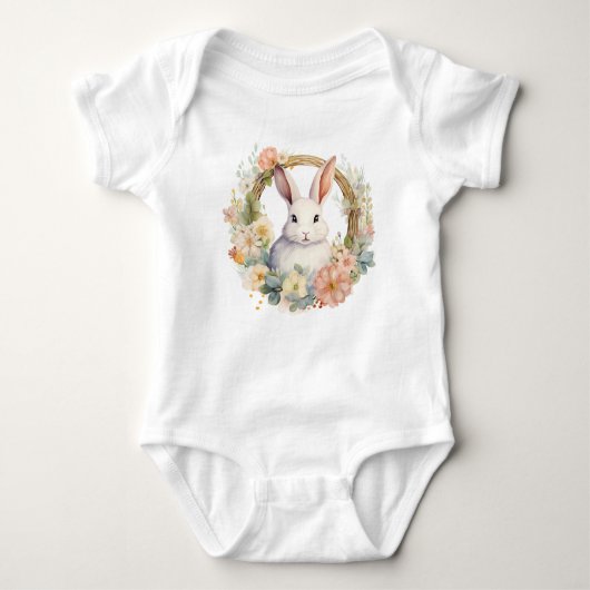 Sweet Bunny Rabbit mit Frühlingsblumen Baby Strampler (Vorderseite)