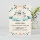 Sweet Bunny Rabbits Paare Einladung (Stehend Vorderseite)